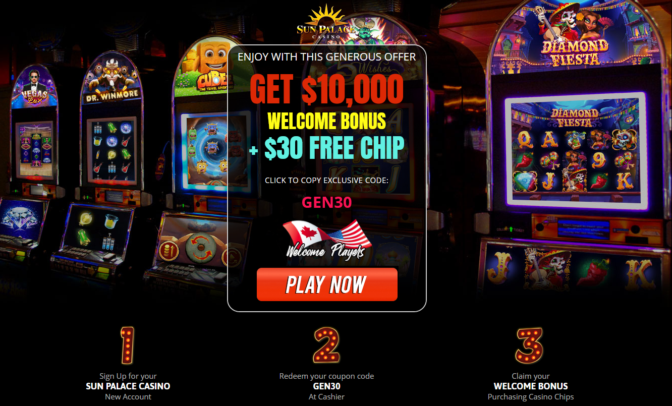 $10,000 WELCOME BONUS + $30 FREE CHIP