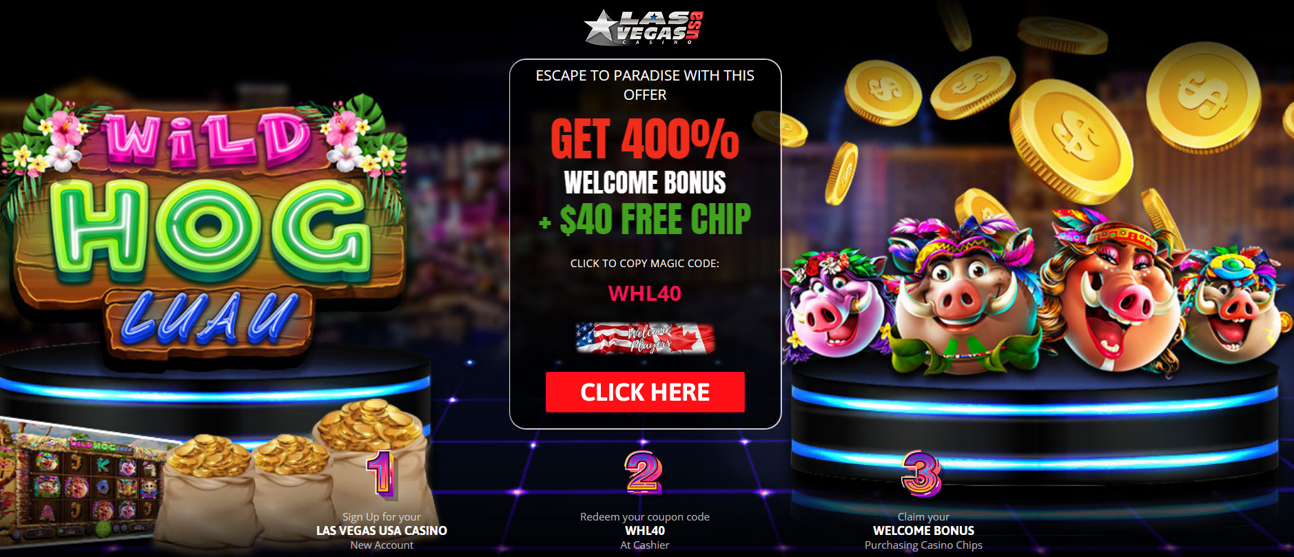 400% WELCOME BONUS + $40 FREE CHIP