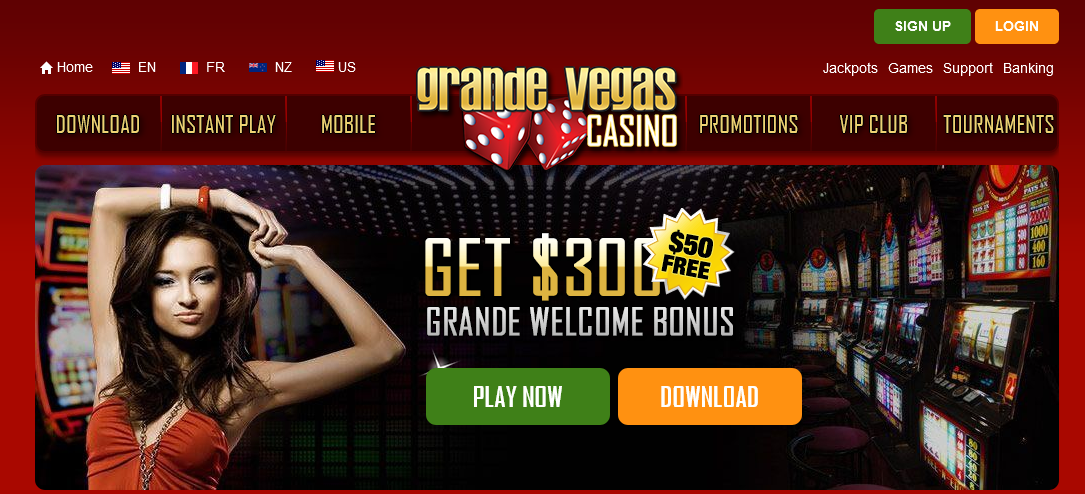 Grande Vegas World Class Casino $100 Welcome Bonus