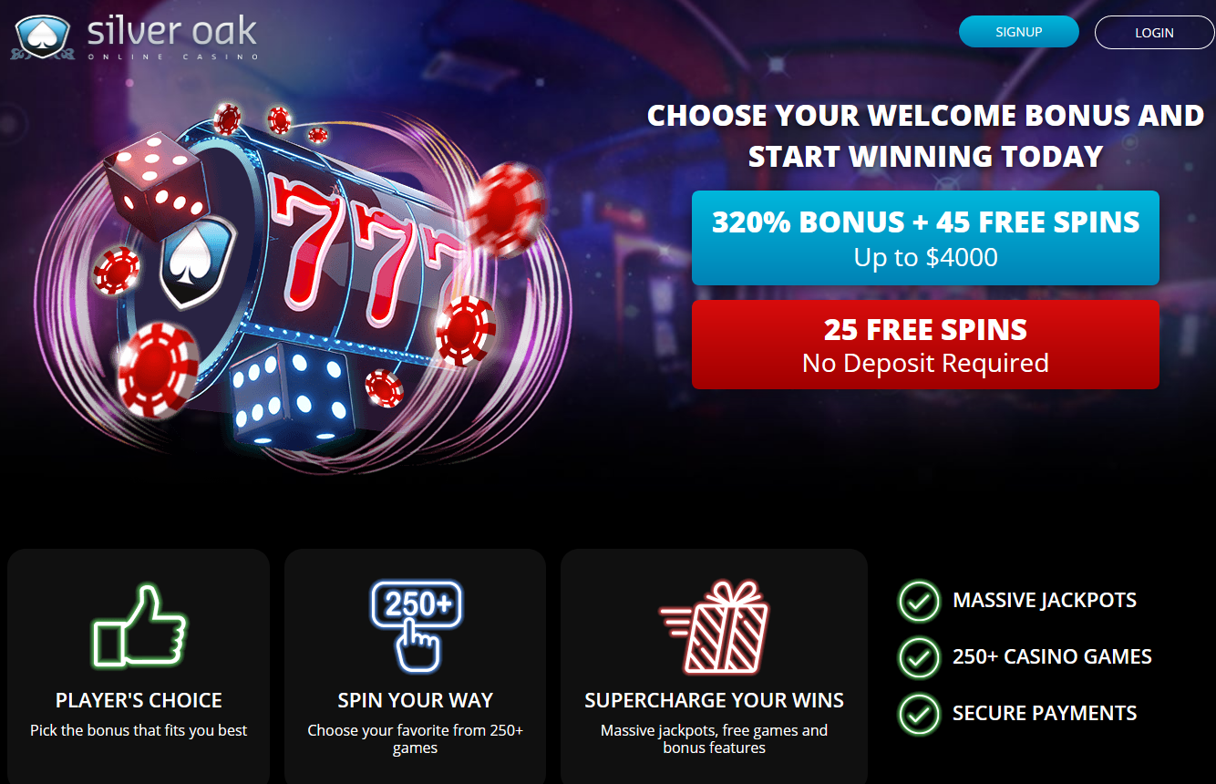 Silver Oak│320% Bonus + 45 Free Spins | 25 FS