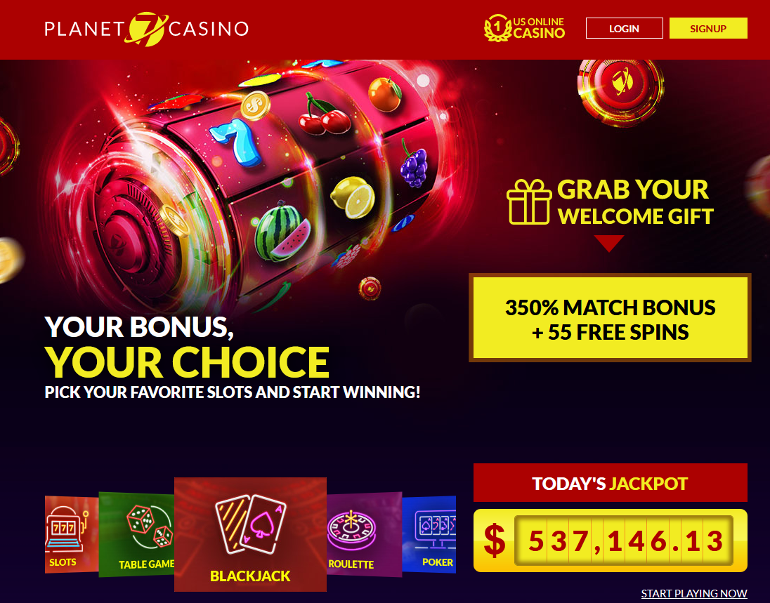 Planet 7 Casino -350% + 55 Free Spins