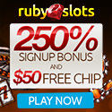 RubySlots | No Rules + Free Spins | 250% Bonus | 50 Free Chip