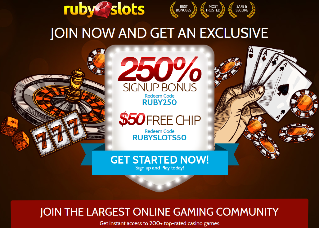 RubySlots | No Rules + Free Chip | 250% Bonus | 50 Free Chip